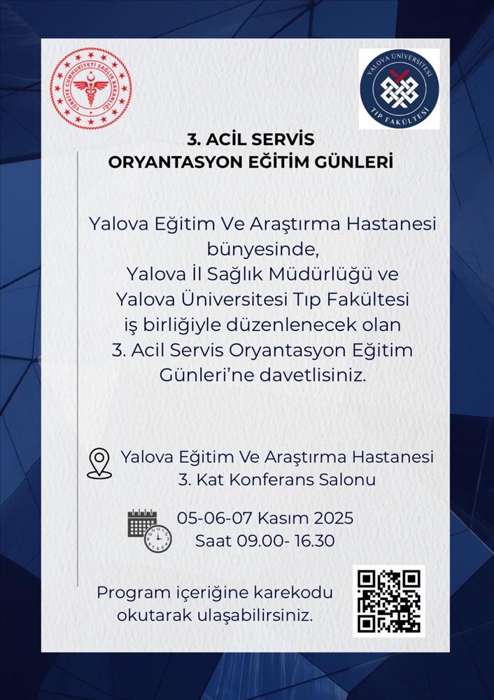 3. Acil Servis Oryantasyon Eğitim Günleri Düzenleniyor