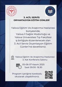 3. Acil Servis Oryantasyon Eğitim Günleri Düzenleniyor